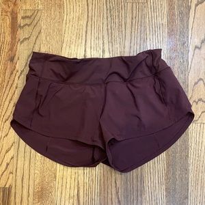 Lululemon Speed Up Low-Rise 2.5” Maroon Shorts